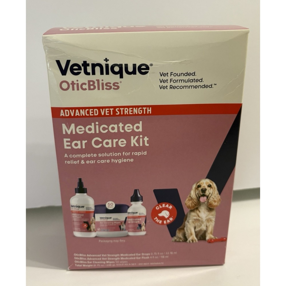 Vetnique OticBliss Medicated Ear Care Kit for Dogs & Cats Advanced Vet Strength